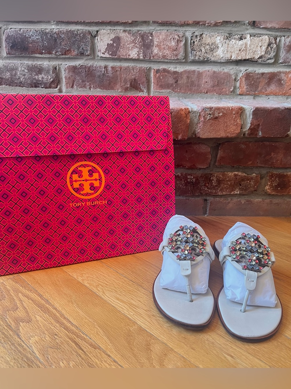Tory Burch Multicolor Crystal Miller Leather Sandals - Picture 2 of 12